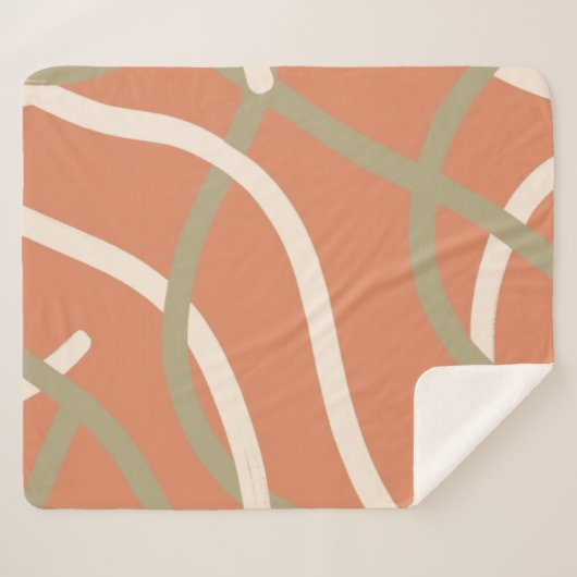 Terracotta Linework Pattern | Cream & Olive Sherpadecke (Vorderseite (Horizontal))