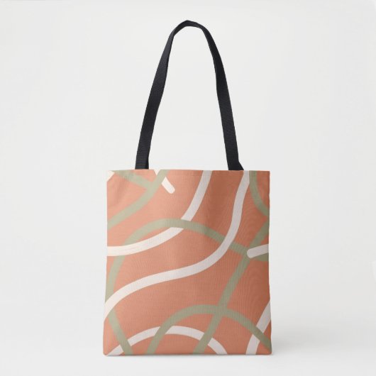 Terracotta Linework Pattern | Cream & Olive Tasche (Vorderseite)