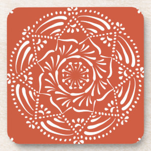 Terracotta Mandala Getränkeuntersetzer