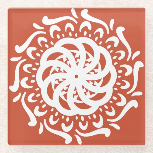 Terracotta Mandala Glasuntersetzer (Vorderseite)