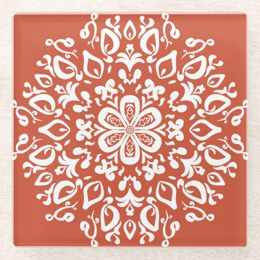 Terracotta Mandala Glasuntersetzer (Vorderseite)