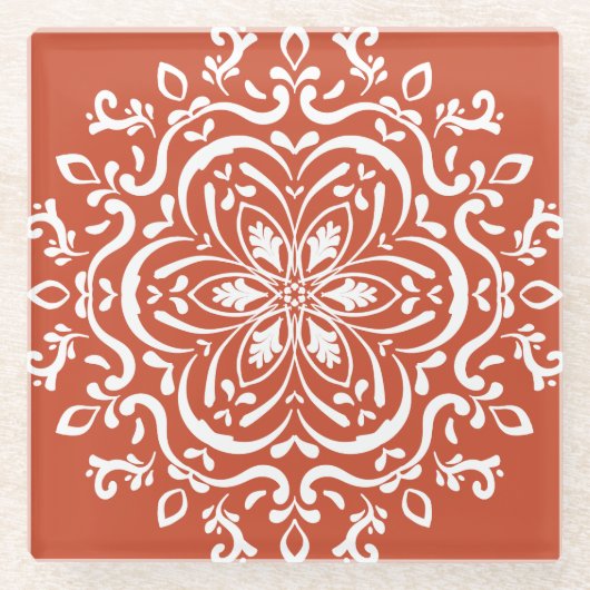 Terracotta Mandala Glasuntersetzer (Vorderseite)