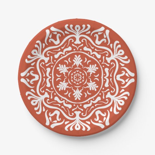Terracotta Mandala Pappteller (Vorderseite)