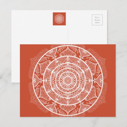 Terracotta Mandala Postkarte (Vorne/Hinten)