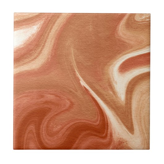 Terracotta Marble Abstract Fluid Pattern Fliese (Vorderseite)