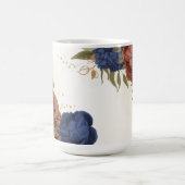 Terracotta Marine blaue Blumengrün Kaffeetasse (Mittel)