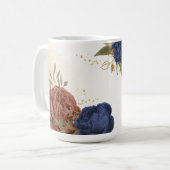 Terracotta Marine blaue Blumengrün Kaffeetasse (Vorderseite Links)