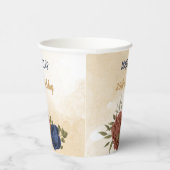 Terracotta Marine blaue Blumengrün Pappbecher (Rechts)