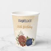 Terracotta Marine blaue Blumengrün Pappbecher (Vorderseite)