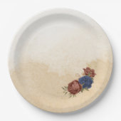 Terracotta Marine blaue Blumengrün Pappteller (Vorderseite)