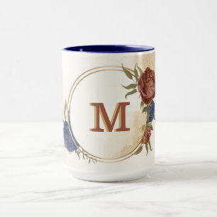 Terracotta Marine blaue Blumengrün Tasse