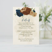 Terracotta Marine Blumenzettel Begleitkarte (Stehend Vorderseite)