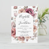 Terracotta Marsala Burgundy Fall QR Code Wedding Einladung (Stehend Vorderseite)