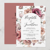 Terracotta Marsala Burgundy Fall QR Code Wedding Einladung (Vorne/Hinten)