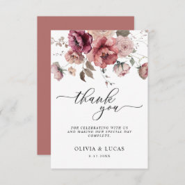 Terracotta Marsala Burgundy Hochzeit im Herbst Dankeskarte