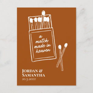 Terracotta Match Made in Heaven Save the Date Postkarte