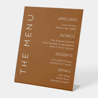 Terracotta Menu-Zeichen, Burnt Orange-Menü-Zeichen Sockelschild
