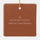 Terracotta Merry Christmas Foto Keramikornament (Rückseite)