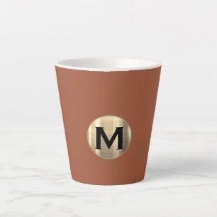 Terracotta Metallic Gold Monogram Milchtasse