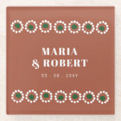 Terracotta Mexican Boho Barro Wedding Glasuntersetzer (Vorderseite)