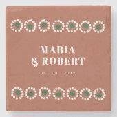 Terracotta Mexican Boho Barro Wedding Steinuntersetzer (Vorderseite)