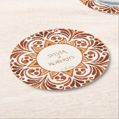 Terracotta Mexican Talavera Gastgeschenke Hochzeit Runder Pappuntersetzer (Angewinkelt)