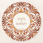 Terracotta Mexican Talavera Gastgeschenke Hochzeit Runder Pappuntersetzer (Vorderseite)