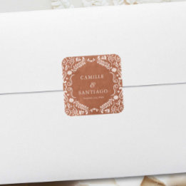 Terracotta Mexican Wedding Papado Quadratischer Aufkleber