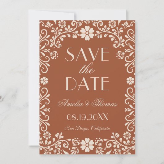 Terracotta Mexican Wedding  Save The Date (Vorderseite)