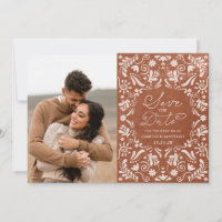 Terracotta Mexican Wedding Save the Date Postcard