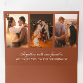 Terracotta Minimal 3 in 1 Foto Collage Wedding Dreifach Gefaltete Einladung (Innen Erste Seite)