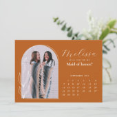 Terracotta Minimal Arch Bridesmaid Vorschlag für e Einladung (Stehend Vorderseite)