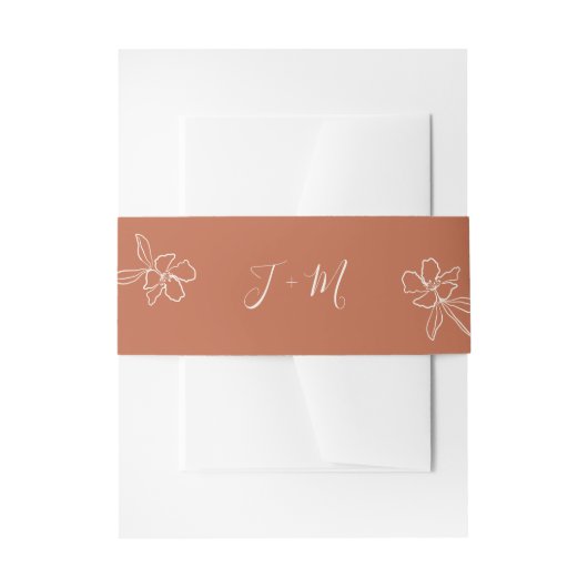 Terracotta Minimal Floral Wedding Einladungsbanderole (Vorderseite Beispiel)