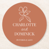 Terracotta Minimal florale Hochzeitsdekor/Favorite Runder Pappuntersetzer (Vorderseite)