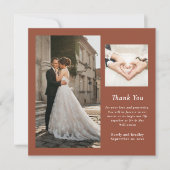 Terracotta Minimal Foto Hochzeit Danke Karte (Vorderseite)