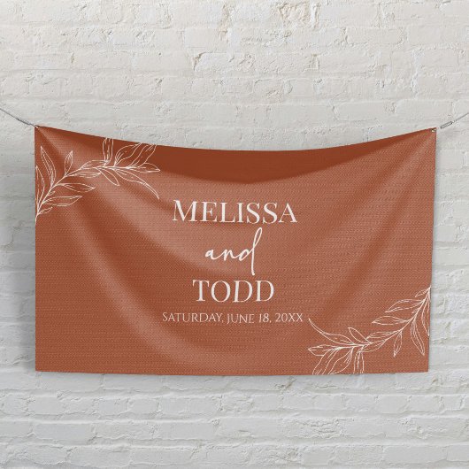 Terracotta Minimal Minimalistische Branch Leaf Wed Banner