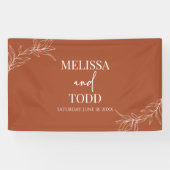 Terracotta Minimal Minimalistische Branch Leaf Wed Banner (Horizontal)