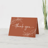 Terracotta Minimal Minimalistische Branch Leaf Wed Dankeskarte (Vorderseite)