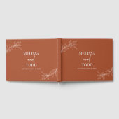 Terracotta Minimal Minimalistische Branch Leaf Wed Gästebuch (Voll)