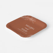 Terracotta Minimal Minimalistische Branch Leaf Wed Pappteller (Gewinkelt)