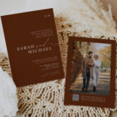 Terracotta Minimal Modernes Script QR Code Hochzei Einladung