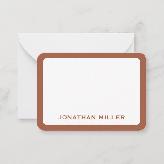 Terracotta Minimal Monogram Name Rounded Corners Mitteilungskarte (Vorderseite)