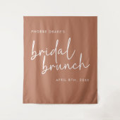 Terracotta Minimal Script Bridal Brunch Hintergrun Wandteppich (Vorderseite)