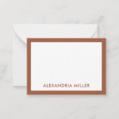 Terracotta Minimal Typografischer Name Mitteilungskarte (Rückseite)