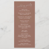 Terracotta Minimal Wedding Ceremony Programm (Rückseite)