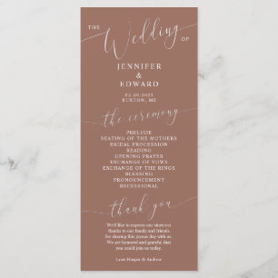 Terracotta Minimal Wedding Ceremony Programm