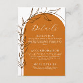 Terracotta Minimal Wedding Details Karte (Vorderseite)