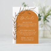 Terracotta Minimal Wedding Details Karte (Stehend Vorderseite)