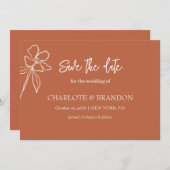 Terracotta Minimale Blumenhochzeit retten Datum Save The Date (Vorne/Hinten)
