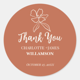 Terracotta Minimale Gastgeschenke Hochzeiten Runder Aufkleber